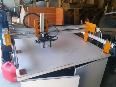 The CNC Mogul with router mounted and ready to cut.